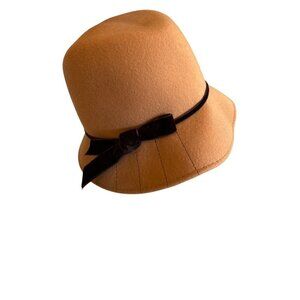 Raffaello Bettini Womens Wool Felt Hat With Black Velvet Ribbon Made In Italy
